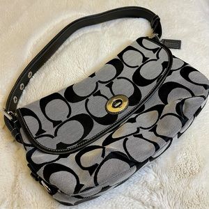 Coach Signature Jacquard Canvas Duffle Crossbody Shoulder Handbag